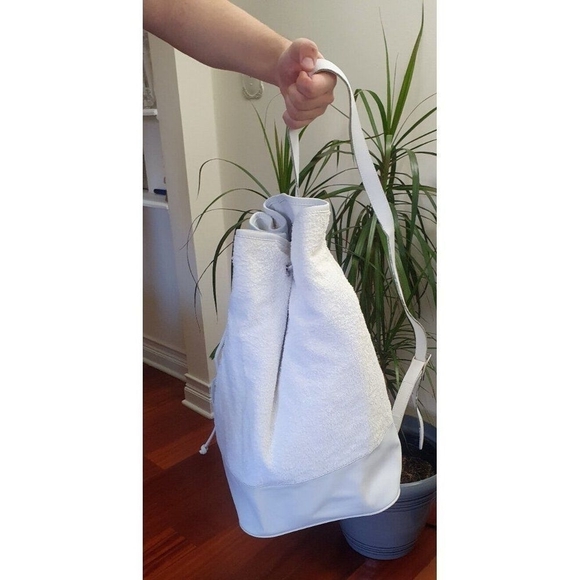 Ralph Lauren One Shoulder Backpack white leather and cotoCasual Unisex Pre-owned - Picture 3 of 14